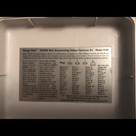 Voltage Valet Watt Converter Kit 50/2000. - Picture 8 of 8